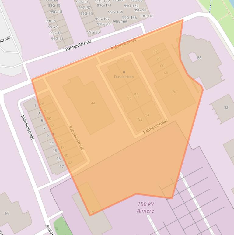 Kaart van postcodegebied 1327CH.