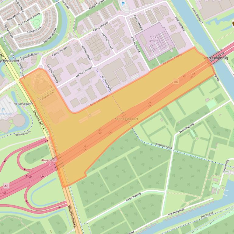 Kaart van postcodegebied 1327GE.