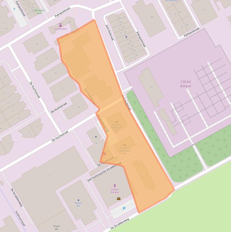 Kaart van postcodegebied 1327HA.