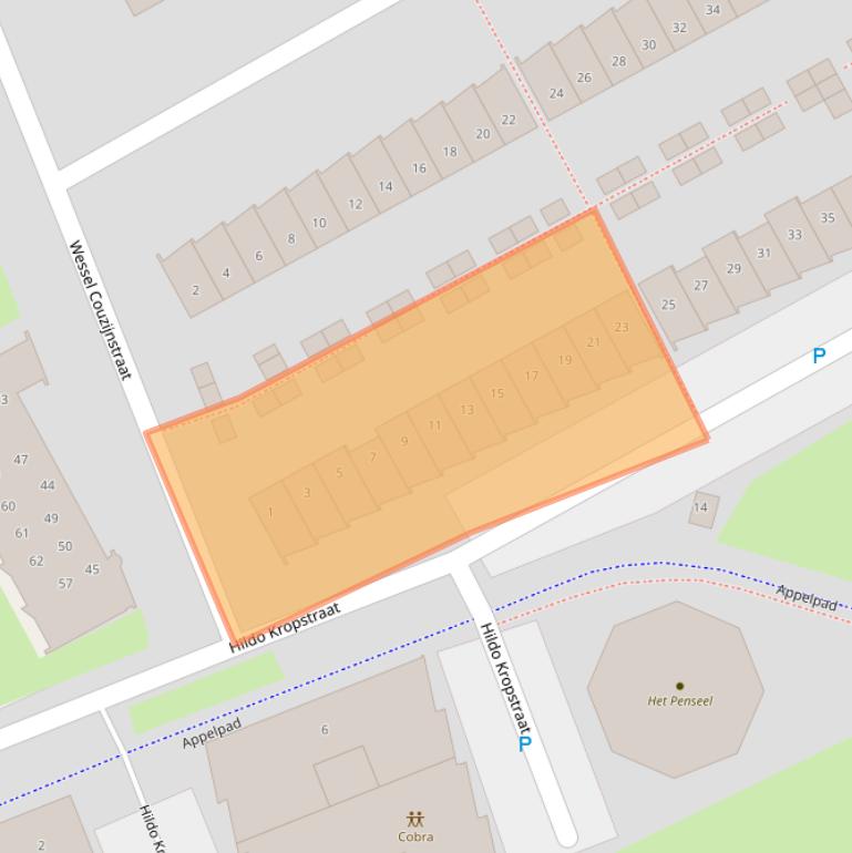 Kaart van postcodegebied 1328BA.