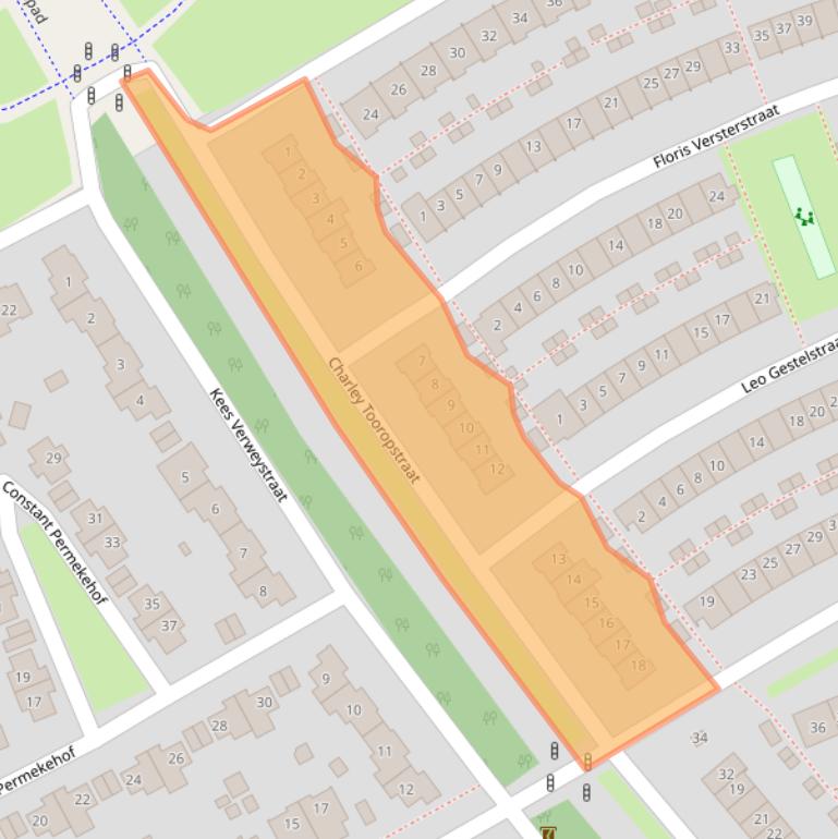 Kaart van postcodegebied 1328EK.