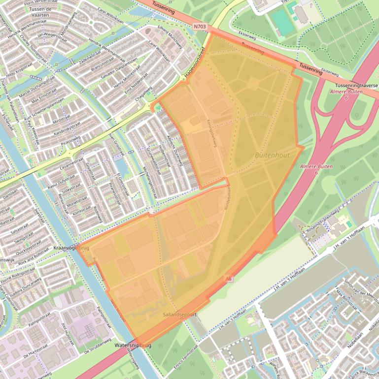 Kaart van postcodegebied 1329.