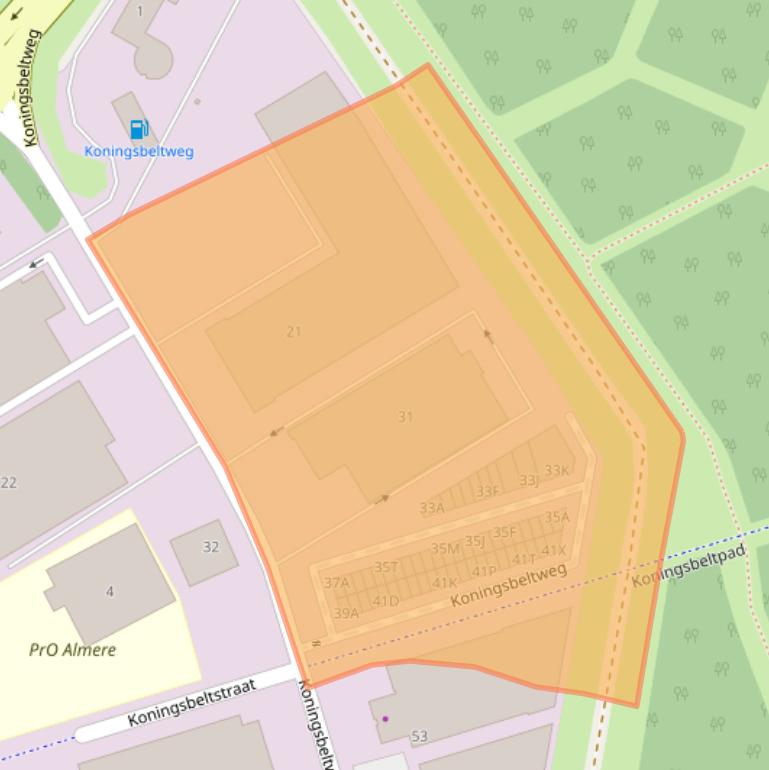 Kaart van postcodegebied 1329AB.