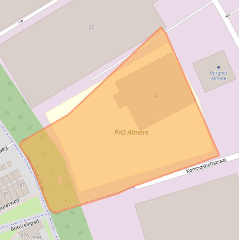 Kaart van postcodegebied 1329AL.