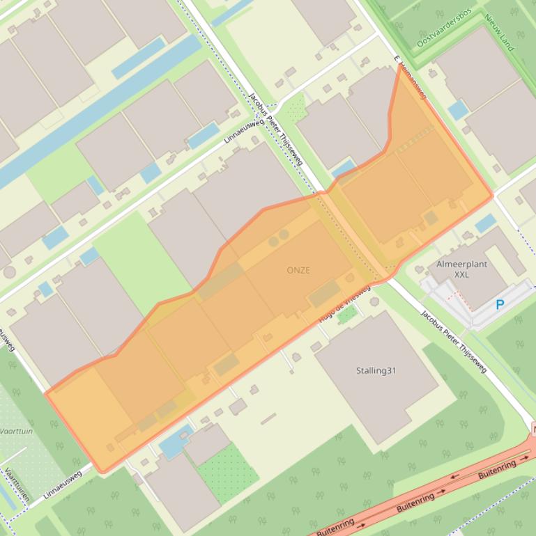 Kaart van postcodegebied 1331AJ.