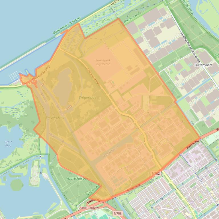 Kaart van postcodegebied 1332.