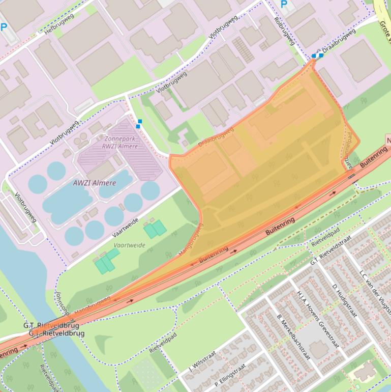 Kaart van postcodegebied 1332AB.