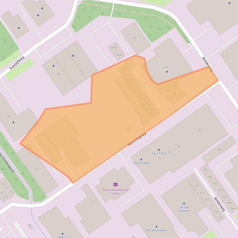 Kaart van postcodegebied 1332BD.