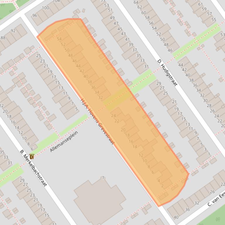 Kaart van postcodegebied 1333KZ.