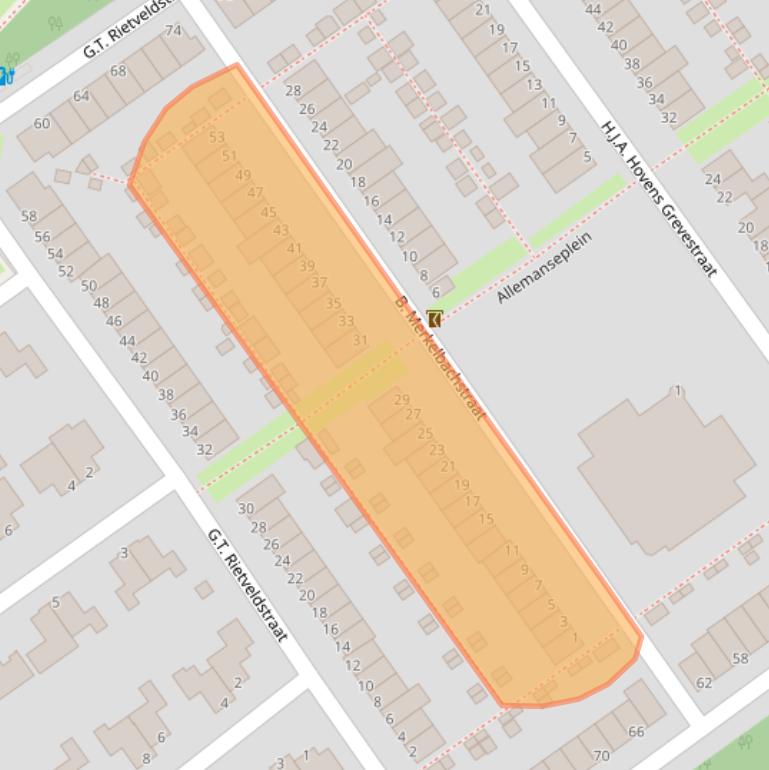 Kaart van postcodegebied 1333LA.