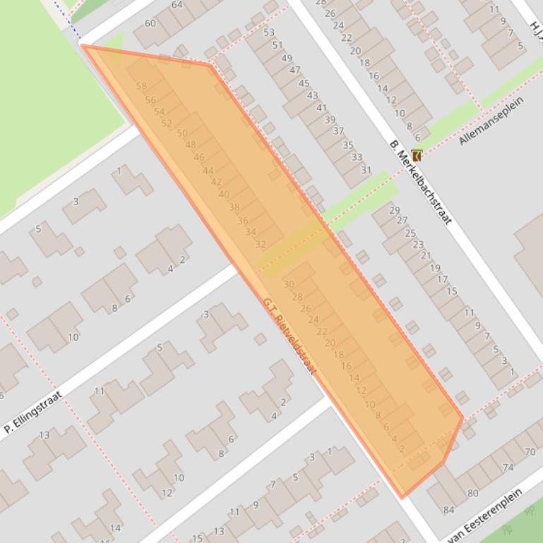 Kaart van postcodegebied 1333LE.