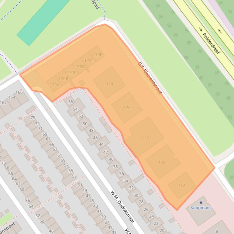 Kaart van postcodegebied 1333LJ.