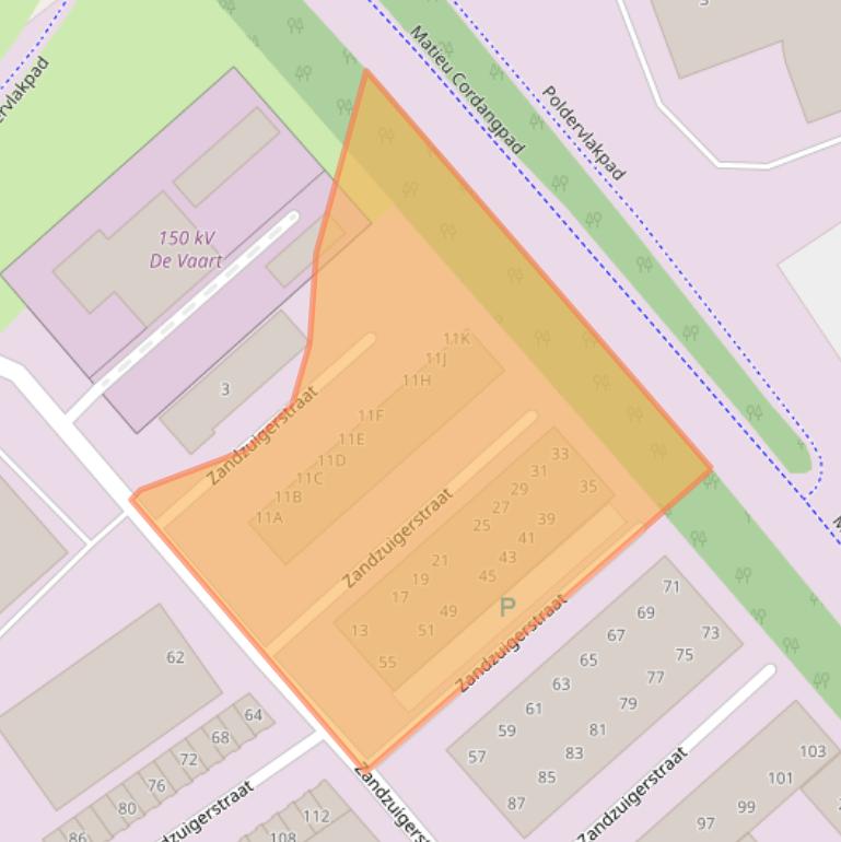 Kaart van postcodegebied 1333MV.