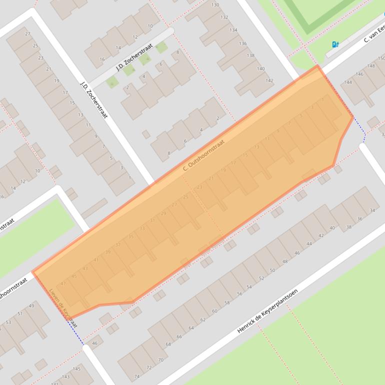 Kaart van postcodegebied 1333NV.