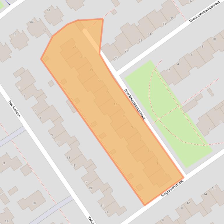 Kaart van postcodegebied 1333SJ.