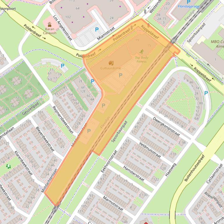 Kaart van postcodegebied 1333XS.