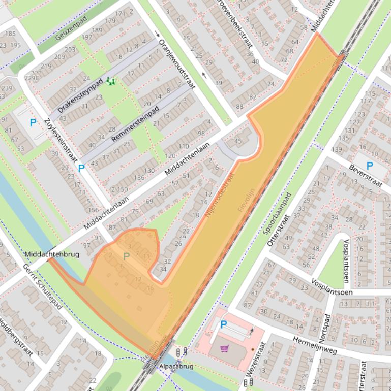 Kaart van postcodegebied 1333XX.