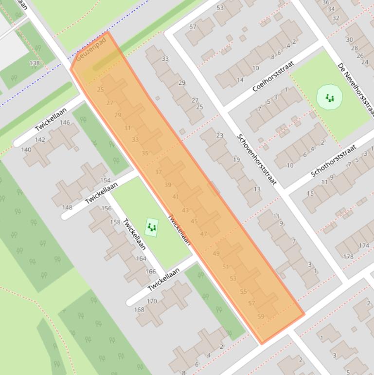 Kaart van postcodegebied 1333ZA.