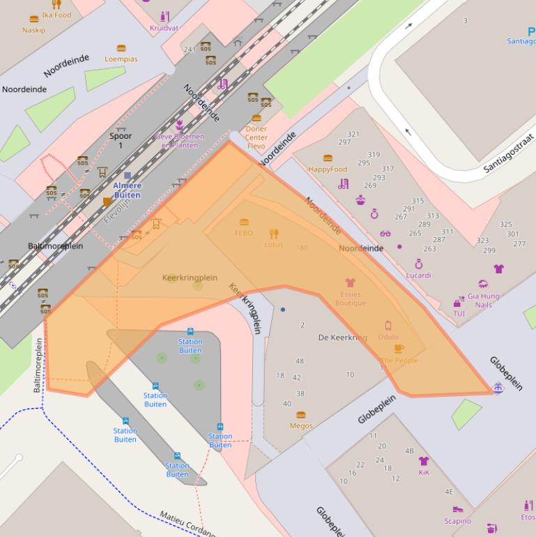 Kaart van postcodegebied 1334BR.