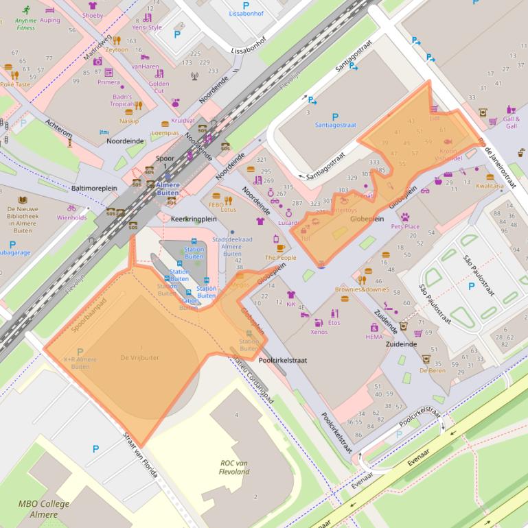 Kaart van postcodegebied 1334BT.