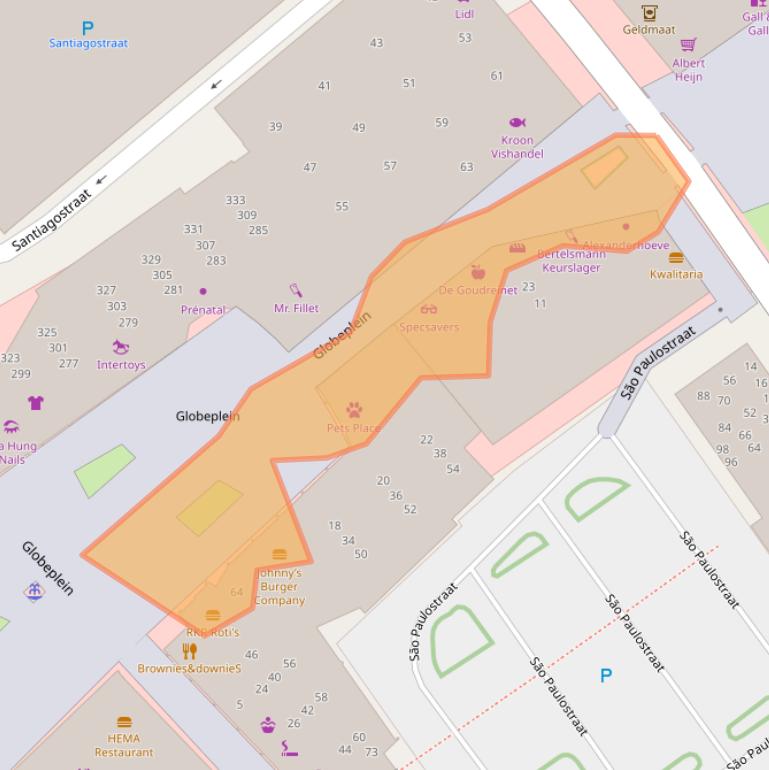 Kaart van postcodegebied 1334BW.