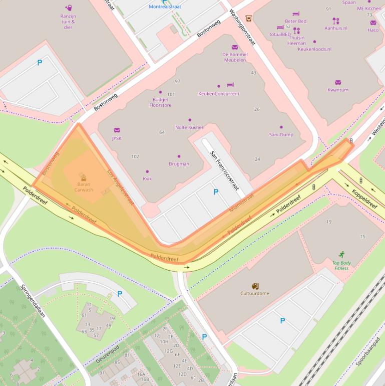 Kaart van postcodegebied 1334LA.