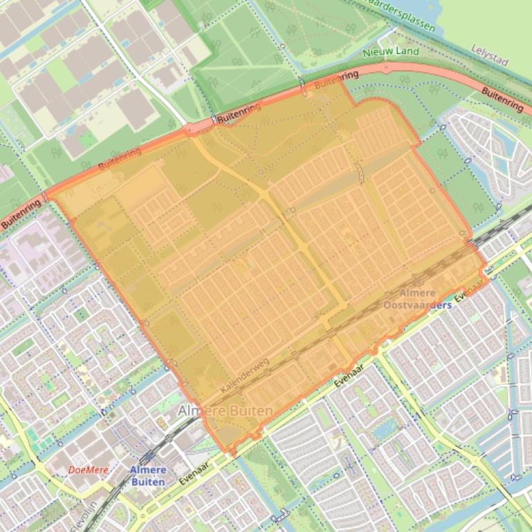 Kaartafbeelding, ingezoomd op postcodegebied 1335.
