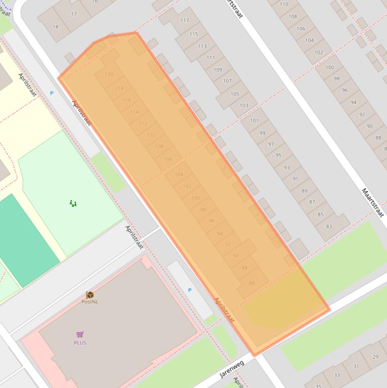 Kaart van postcodegebied 1335BS.