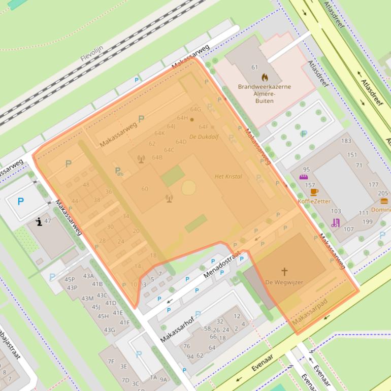 Kaart van postcodegebied 1335HZ.