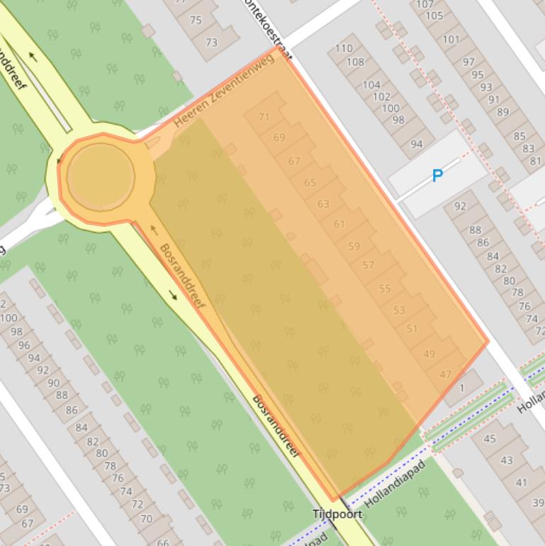 Kaart van postcodegebied 1335NC.