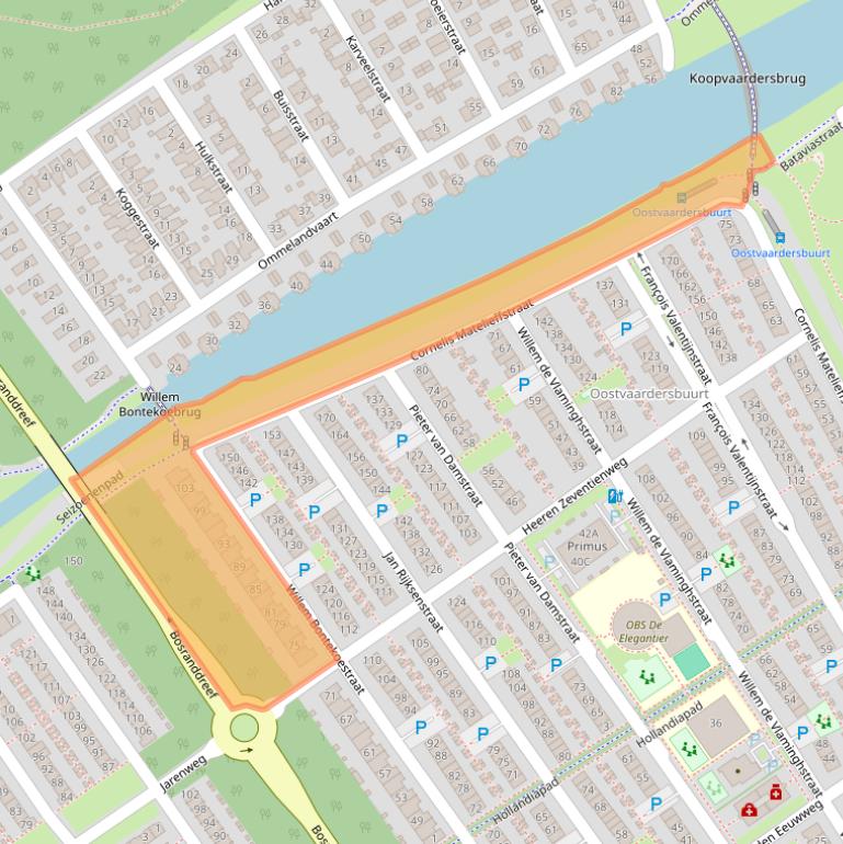 Kaart van postcodegebied 1335NE.