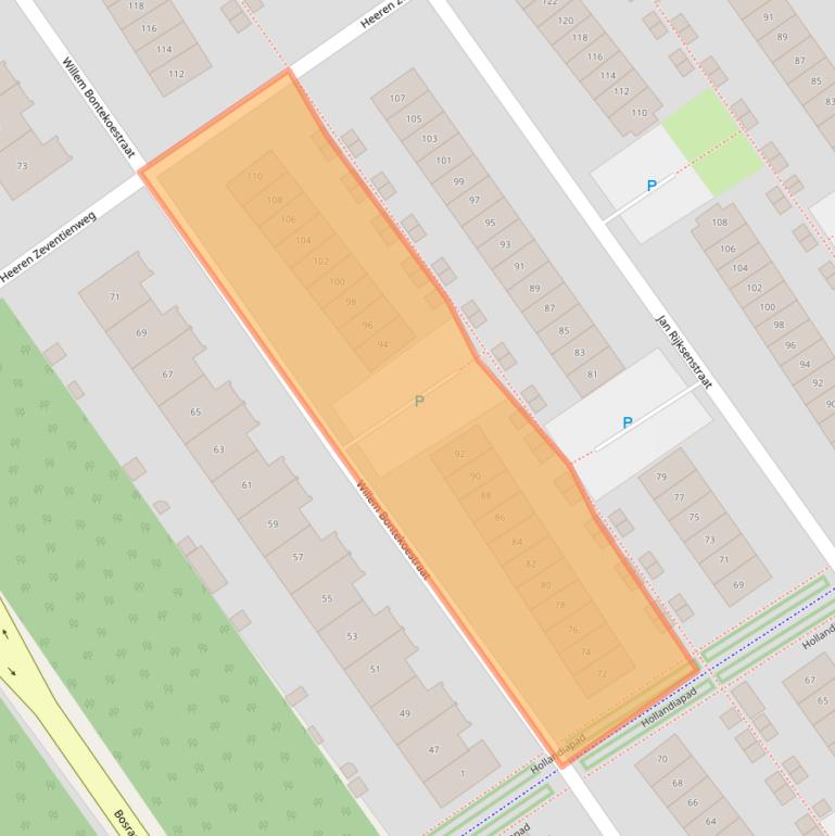 Kaart van postcodegebied 1335NJ.