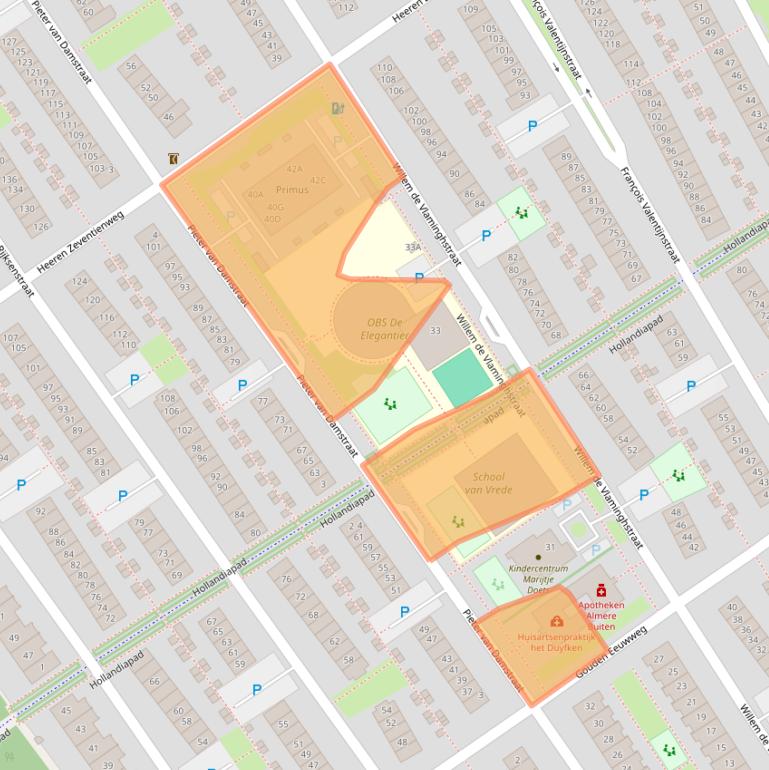 Kaart van postcodegebied 1335PG.