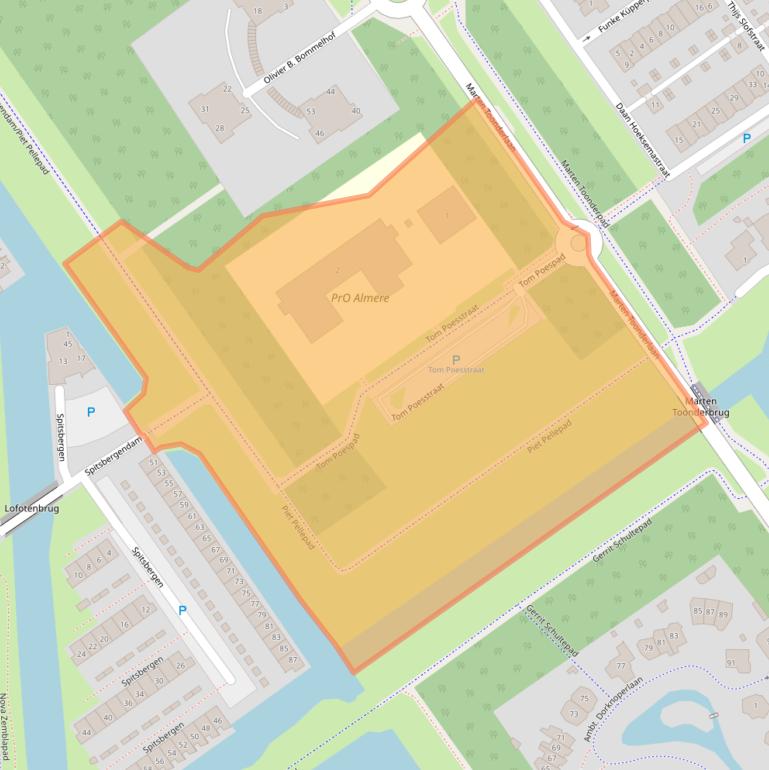 Kaart van postcodegebied 1336AE.