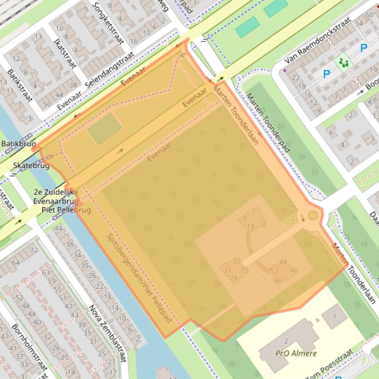 Kaart van postcodegebied 1336AH.