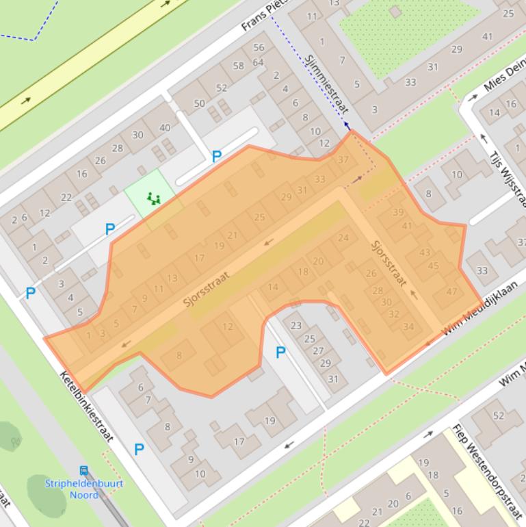 Kaart van postcodegebied 1336CE.