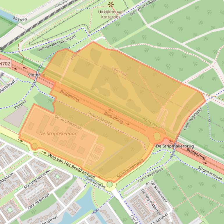 Kaart van postcodegebied 1336CM.