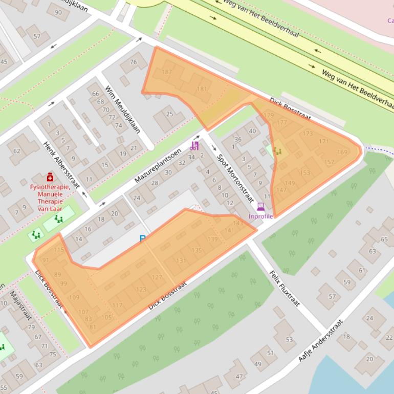 Kaart van postcodegebied 1336CZ.