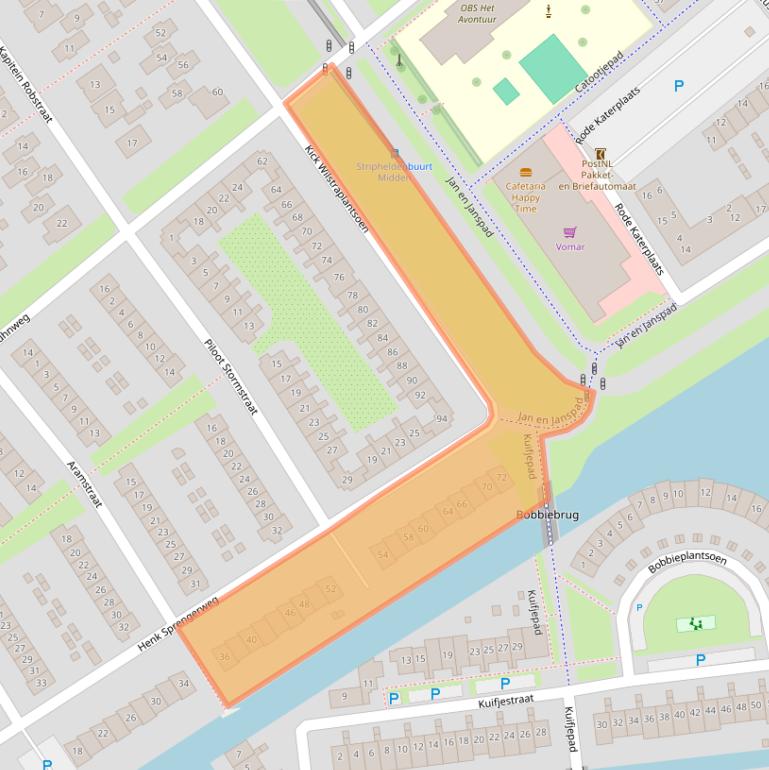 Kaart van postcodegebied 1336JE.