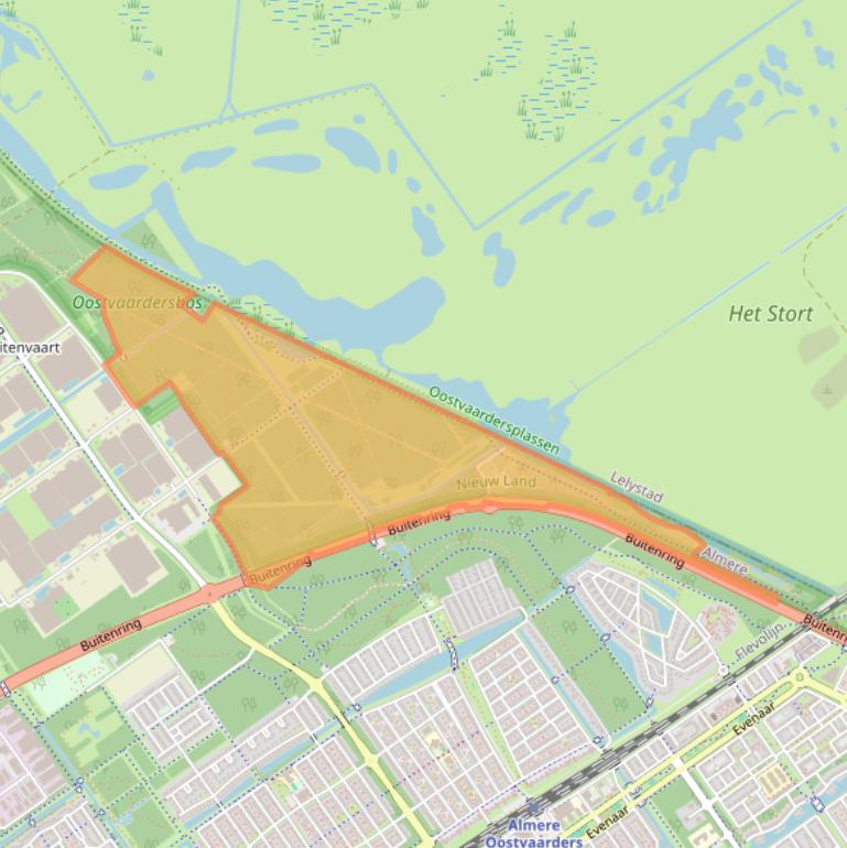 Kaart van postcodegebied 1336RZ.