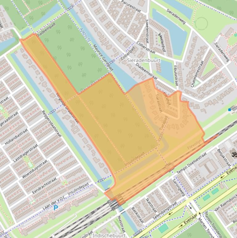Kaart van postcodegebied 1336SG.