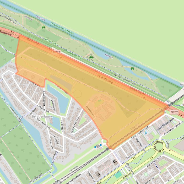 Kaart van postcodegebied 1336TB.