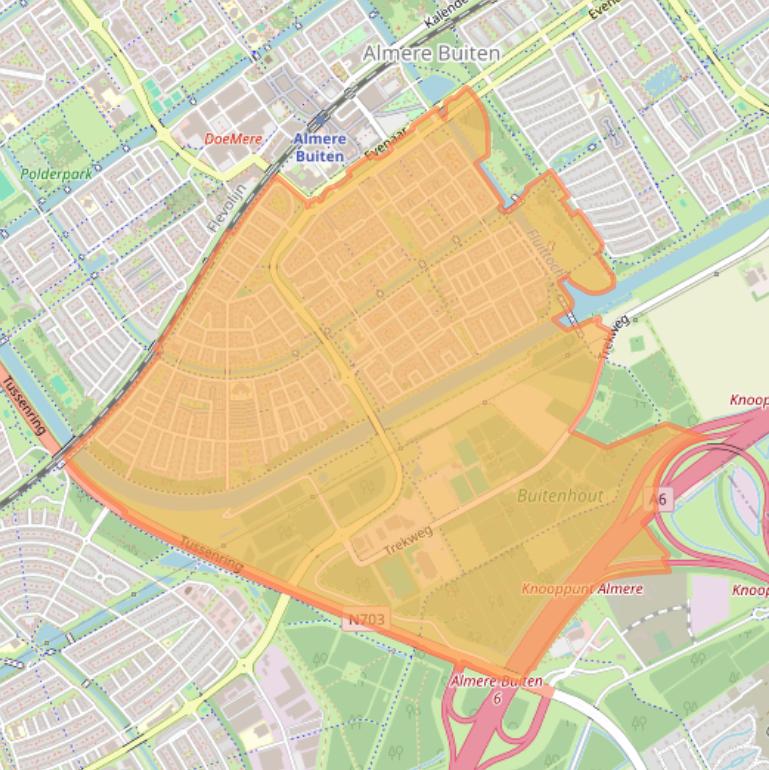 Kaart van postcodegebied 1338.