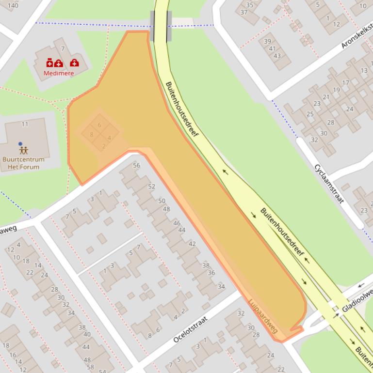 Kaart van postcodegebied 1338CH.