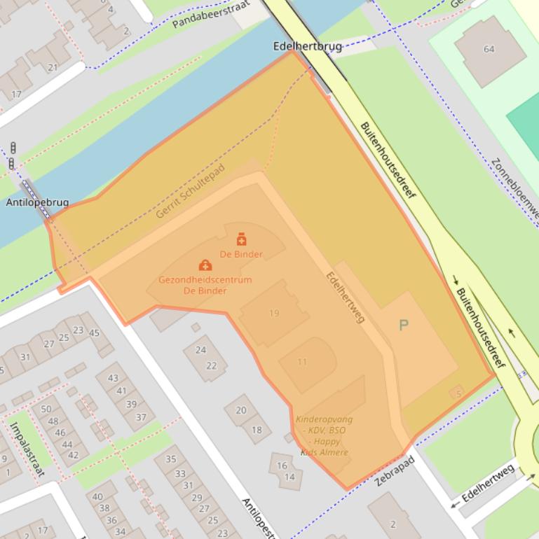 Kaart van postcodegebied 1338EC.