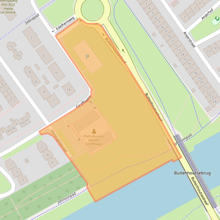 Kaart van postcodegebied 1338EH.