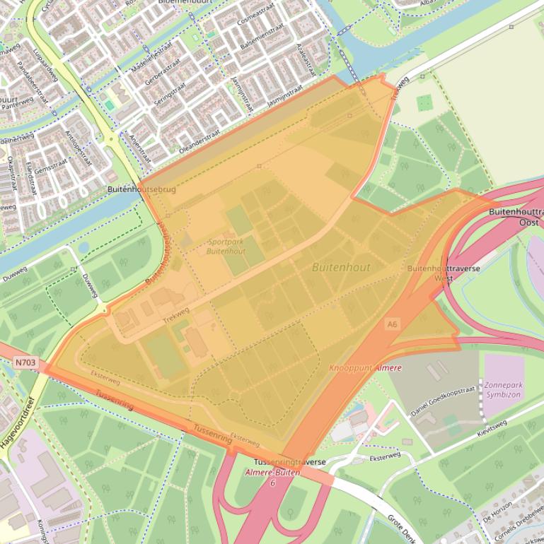 Kaart van postcodegebied 1338GA.