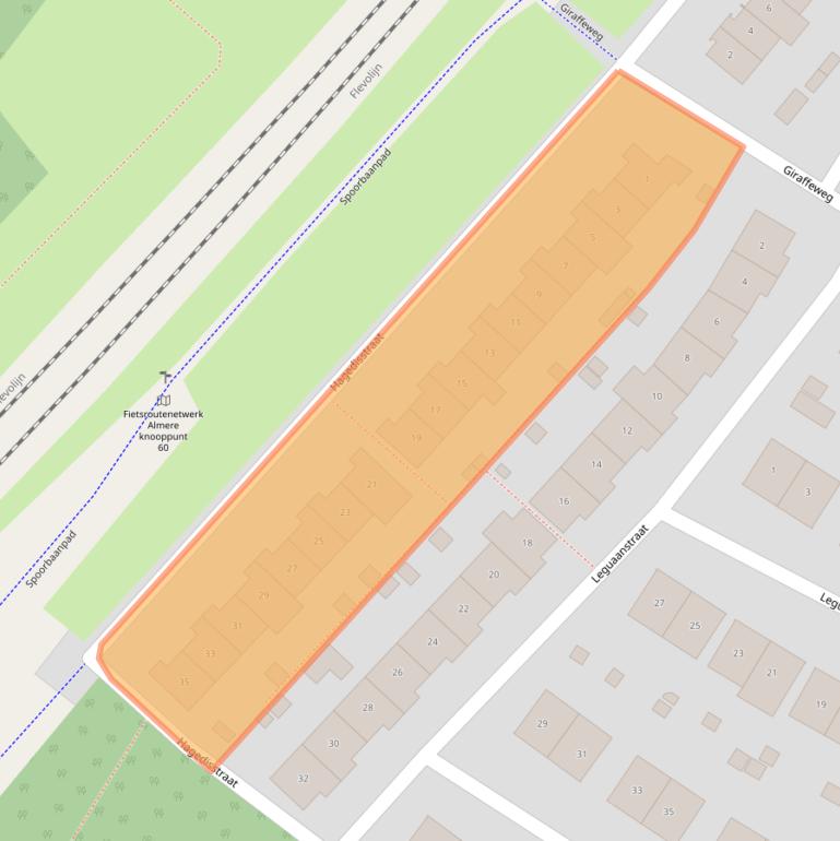 Kaart van postcodegebied 1338HA.