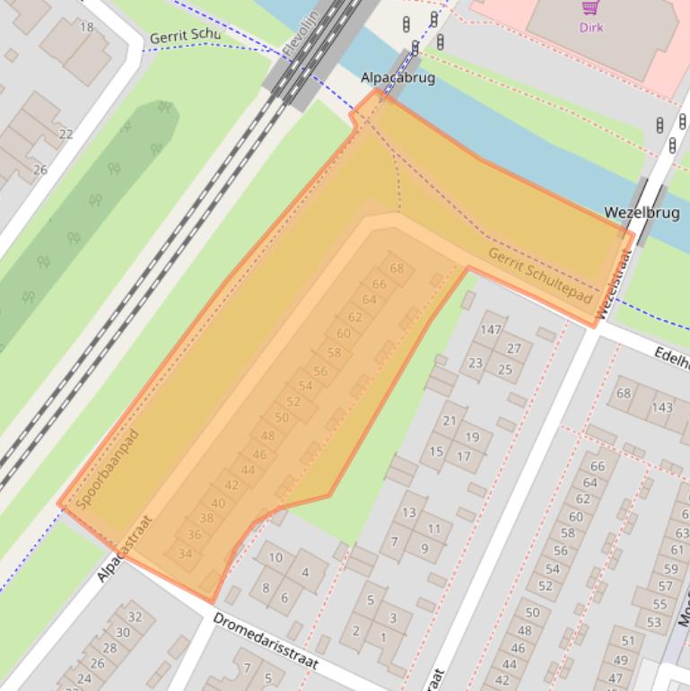 Kaart van postcodegebied 1338HR.