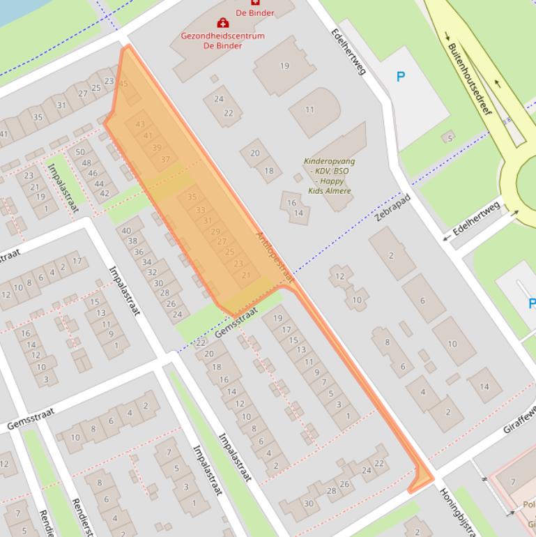 Kaart van postcodegebied 1338KP.